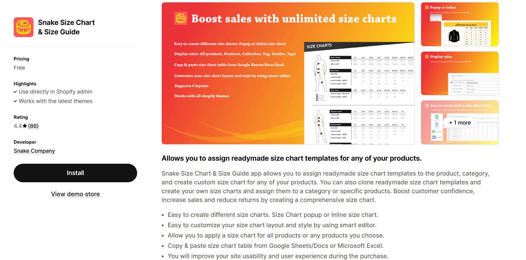 Snake Size Chart & Size Guide - Make Size Chart Easier